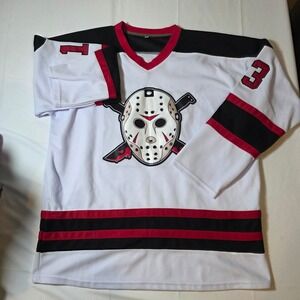 Jason Voorhees Friday the 13th‎ Hockey Jersey White Red Black Mens 13 2XL